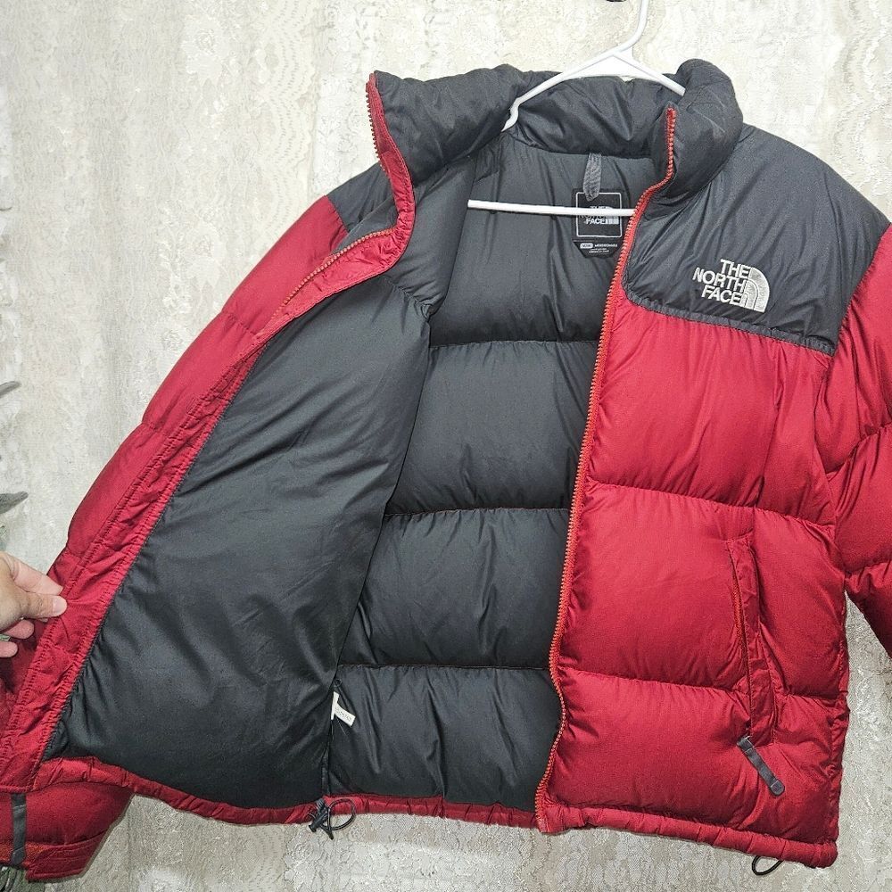 The North Face 1996 Retro Nuptse 700 Fill Jacket Black/Red Puffer Mens Sz L - Picture 7 of 16
